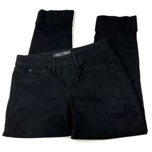 Fade to Blue Black Skinny Straight Leg Rolled Cuff Jeans Womens 10